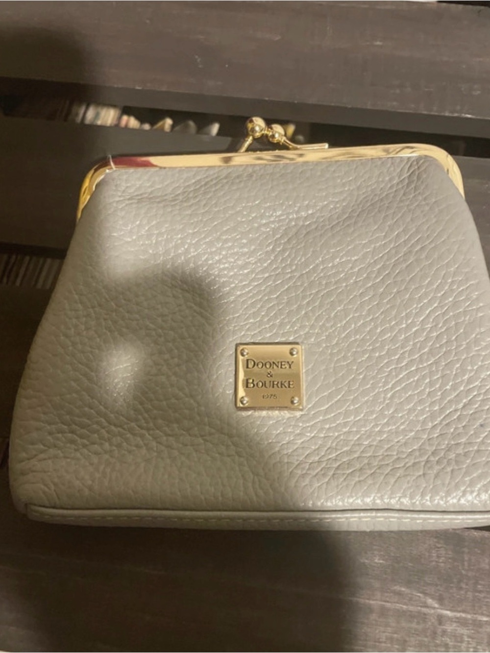 Dooney & Bourke Gray Pebbled Leather Kiss-Lock Coin Purse